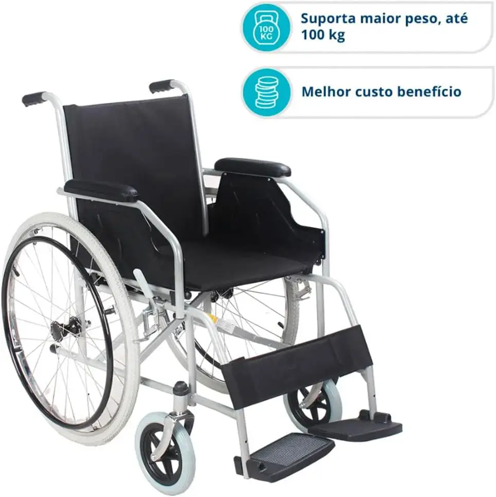 Cadeira de rodas dobrável Dellamed D100 ideal para idosos com mobilidade reduzida