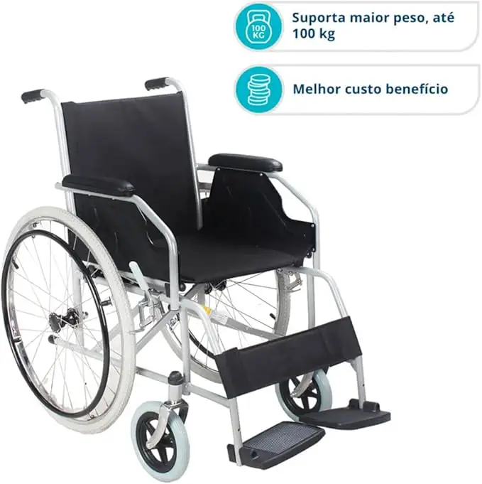 Cadeira de Rodas Dobrável em Aço D100 Dellamed - Leve e Compacta